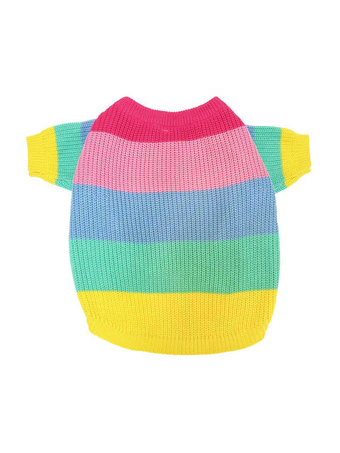 Puppy Knitted Rainbow Sweater - QZ Pets