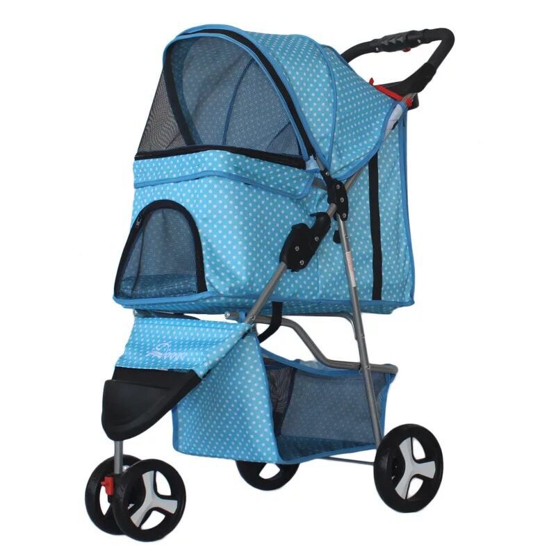 Lightweight Folding Three-Wheeled Pet Stroller - QZ Pets