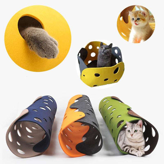Interactive Felt Cat Tunnel Toy - QZ Pets