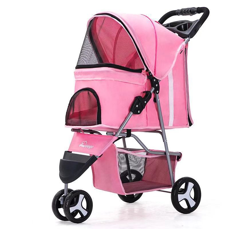 Lightweight Folding Three-Wheeled Pet Stroller - QZ Pets