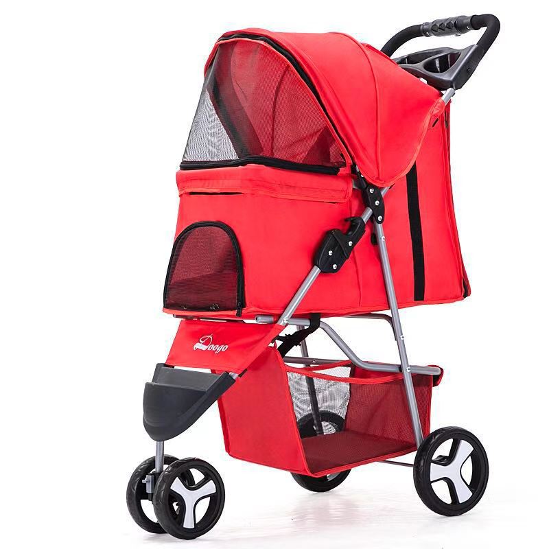 Lightweight Folding Three-Wheeled Pet Stroller - QZ Pets