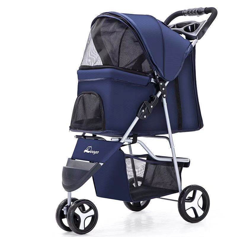 Lightweight Folding Three-Wheeled Pet Stroller - QZ Pets