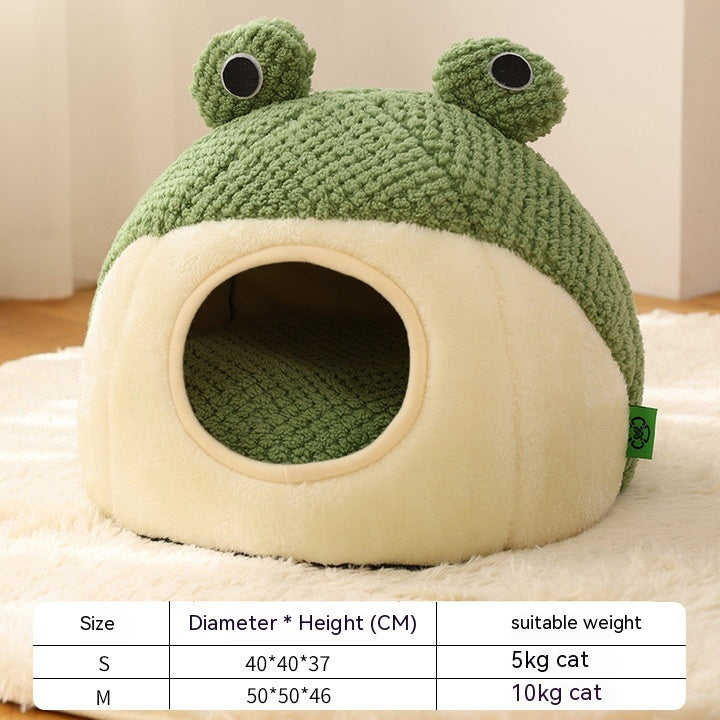 Little Frog Series Warm Plush Pet Bed - QZ Pets