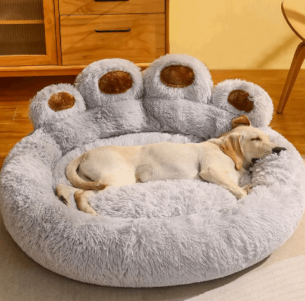Paw Shaped "Long Plush" Pet Bed - QZ Pets