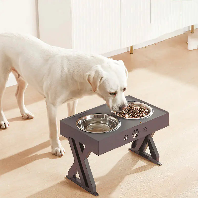 Adjustable Height Double-Bowl Pet Support Table - QZ Pets