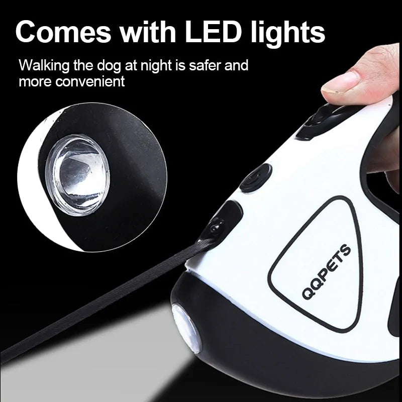 DL910 Pet Automatic Retractable Leash with LED Night Safety Light - QZ Pets