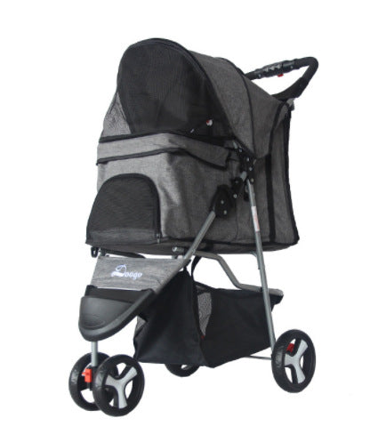 Lightweight Folding Three-Wheeled Pet Stroller - QZ Pets