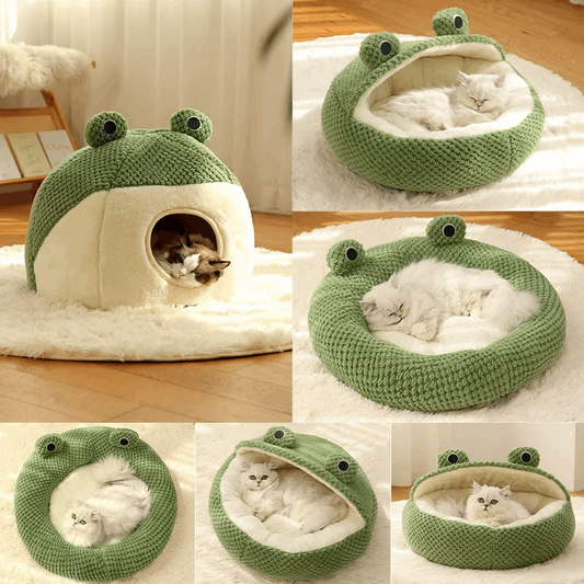 Little Frog Series Warm Plush Pet Bed - QZ Pets