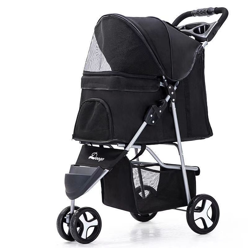 Lightweight Folding Three-Wheeled Pet Stroller - QZ Pets