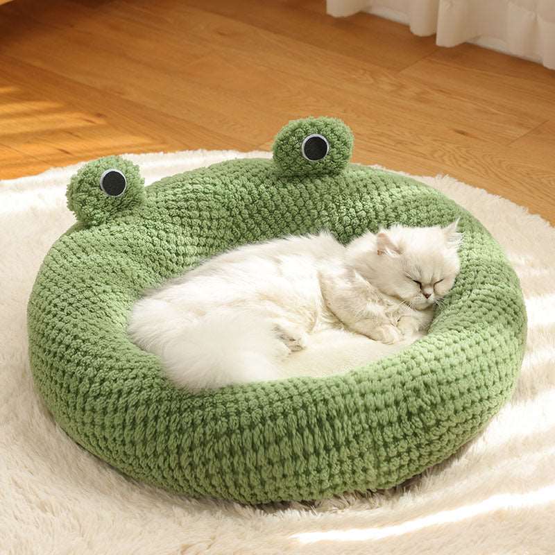 Little Frog Series Warm Plush Pet Bed - QZ Pets