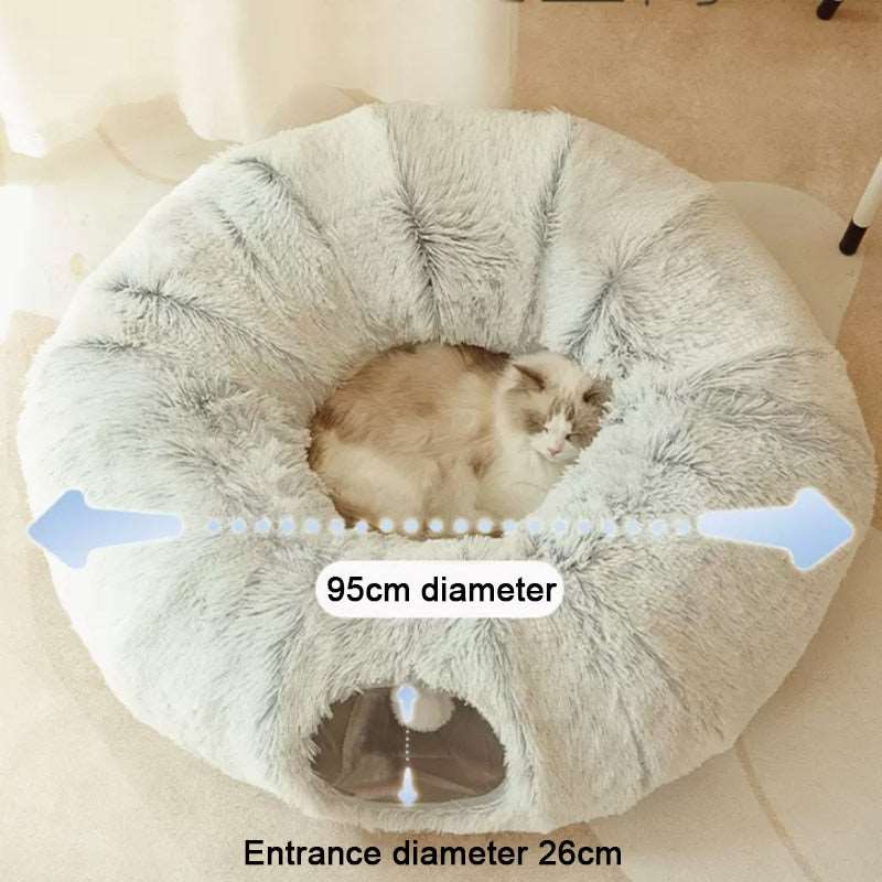 Lounge and Play - Round Tunnel Cat Bed - QZ Pets