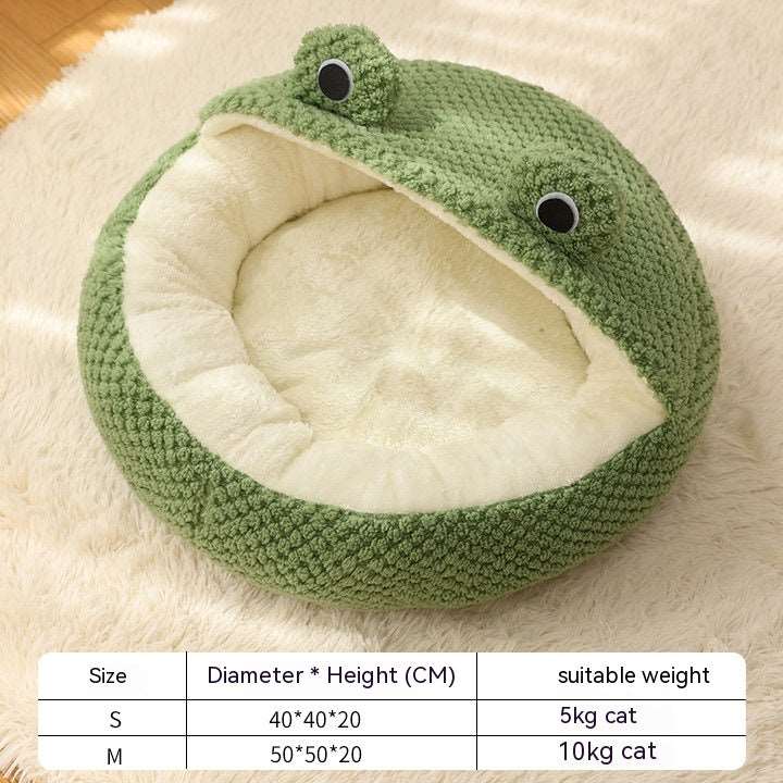 Little Frog Series Warm Plush Pet Bed - QZ Pets