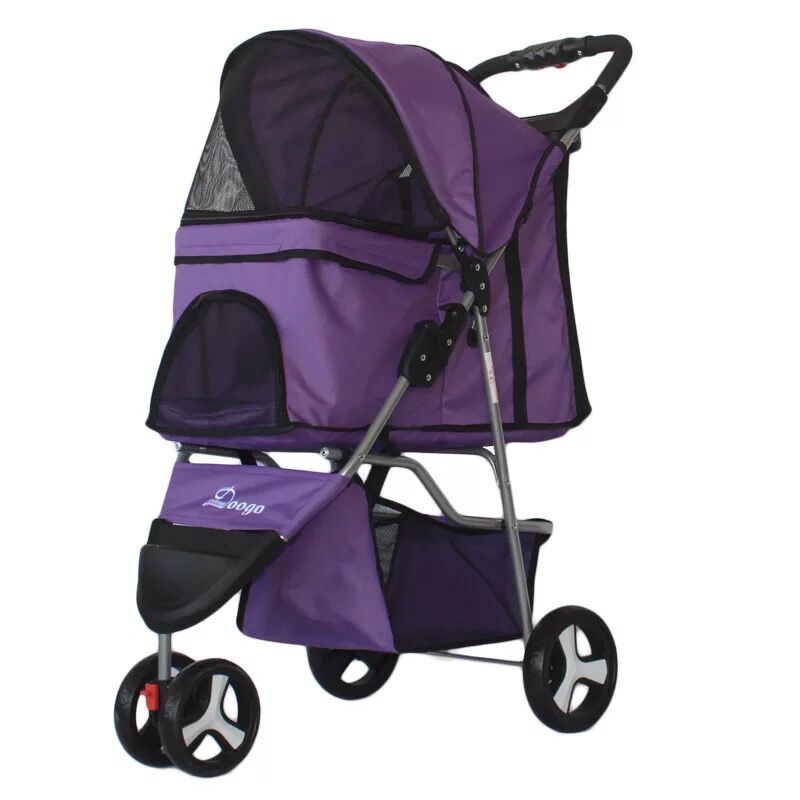 Lightweight Folding Three-Wheeled Pet Stroller - QZ Pets