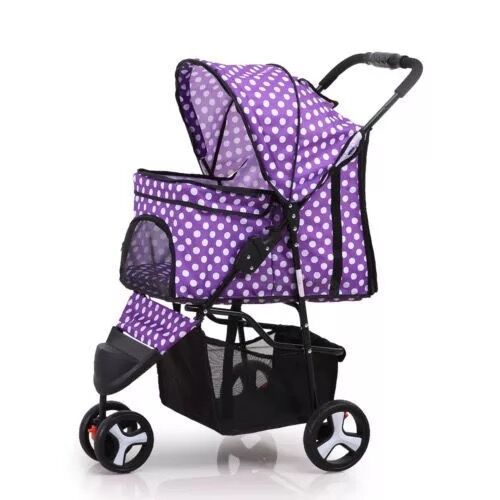 Lightweight Folding Three-Wheeled Pet Stroller - QZ Pets