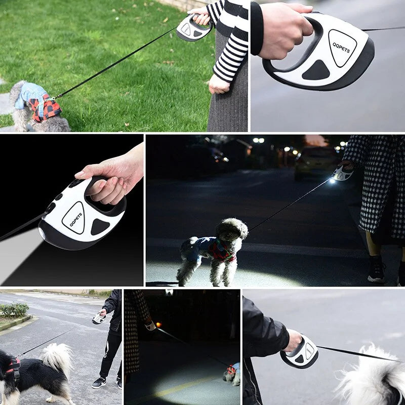 DL910 Pet Automatic Retractable Leash with LED Night Safety Light - QZ Pets